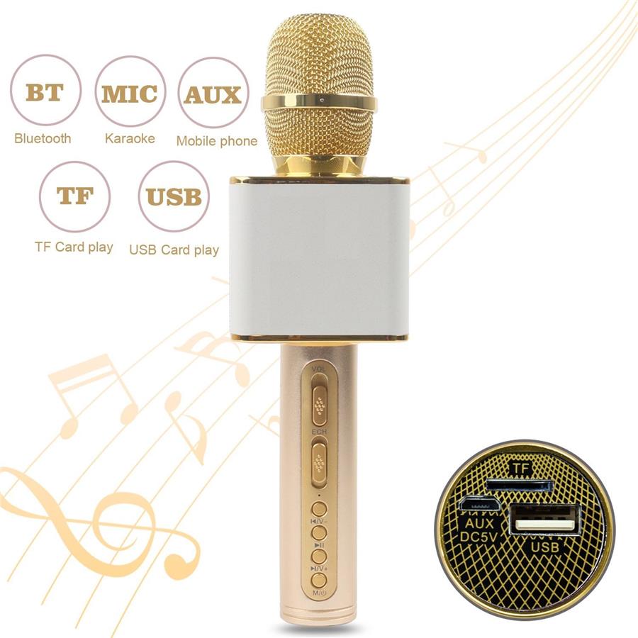 Микрофон SDRD SD-08 Золото для караоке беспроводной (Bluetooth, динамики, USB/microSD)