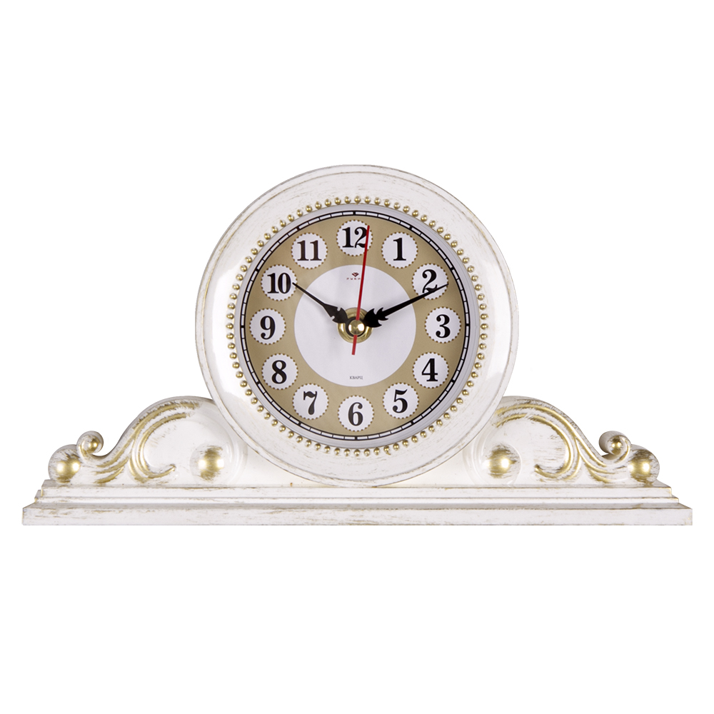 Часы настольные СН 2514 - 007 26х14 см, корпус белый с золотом "Классика"  (10)