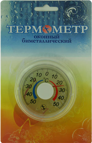 Термометр оконный биметалический круглый ТББ блистер