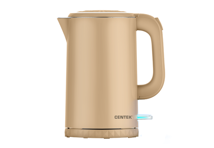 Чайник Centek CT-0020 бежевый (металл 1.7л, 2200W, бесшовная колба, двойные стенки) 4/уп