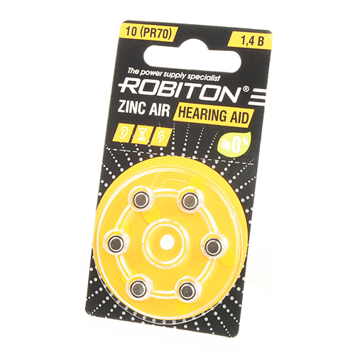 Бат ZA 10 ROBITON HEARING AID R-ZA10-BL6 10 PR70 DA230  (для слух аппар,BL-6, 1.4V,уп. 60шт)