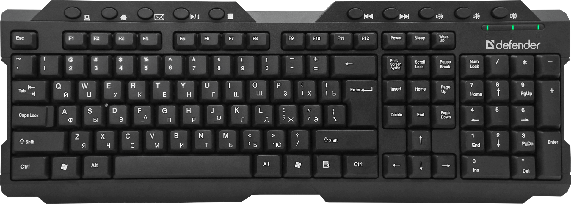 Клавиатура беспр DEFENDER Element HB-195 RU (черный) USB мультимедия