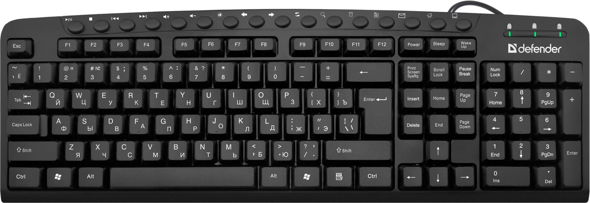Клавиатура DEFENDER Focus HB-470 RU,Черный,мультимедиа