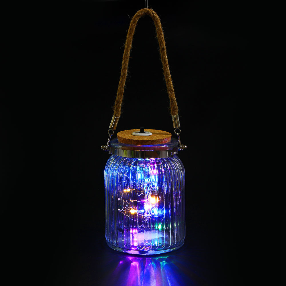 Светильник декоративный с гирляндой, 16х10,5см, 2xCR2032, стекло, пробка, 4 цвета