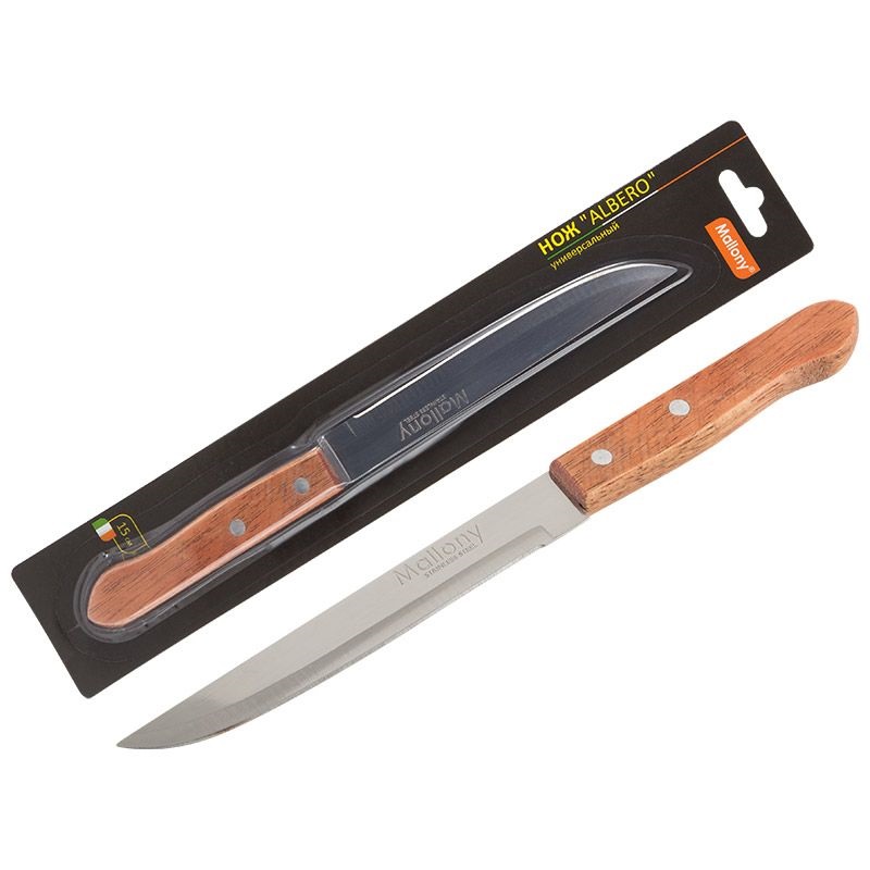 Нож Mallony ALBERO MAL-03AL с деревянной рукояткой универсальный, длина 15 см