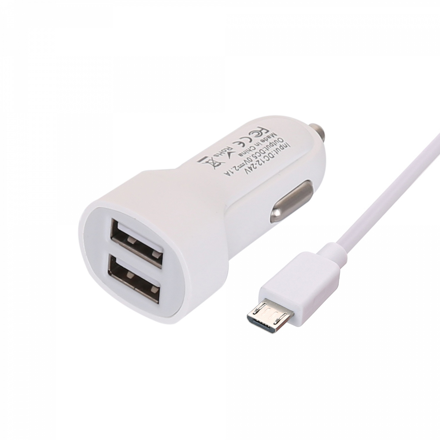 ЗУ в прикуриватель MUJU MJ-C03  + кабель iOS Lightning,  (2*USB, 2100mA, 1м)