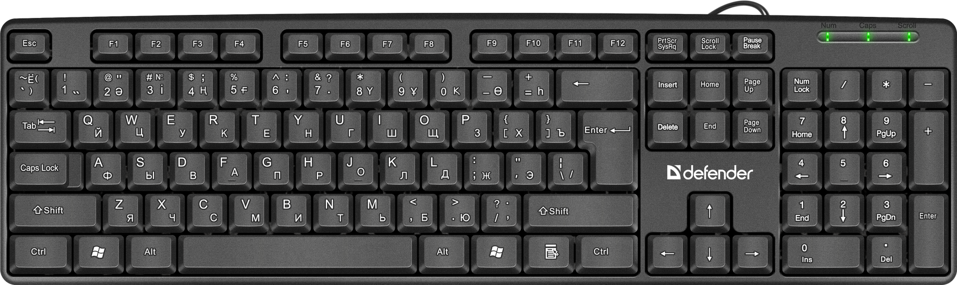 Клавиатура DEFENDER Element HB-520 USB B(Черный) полноразмер EN/KZ