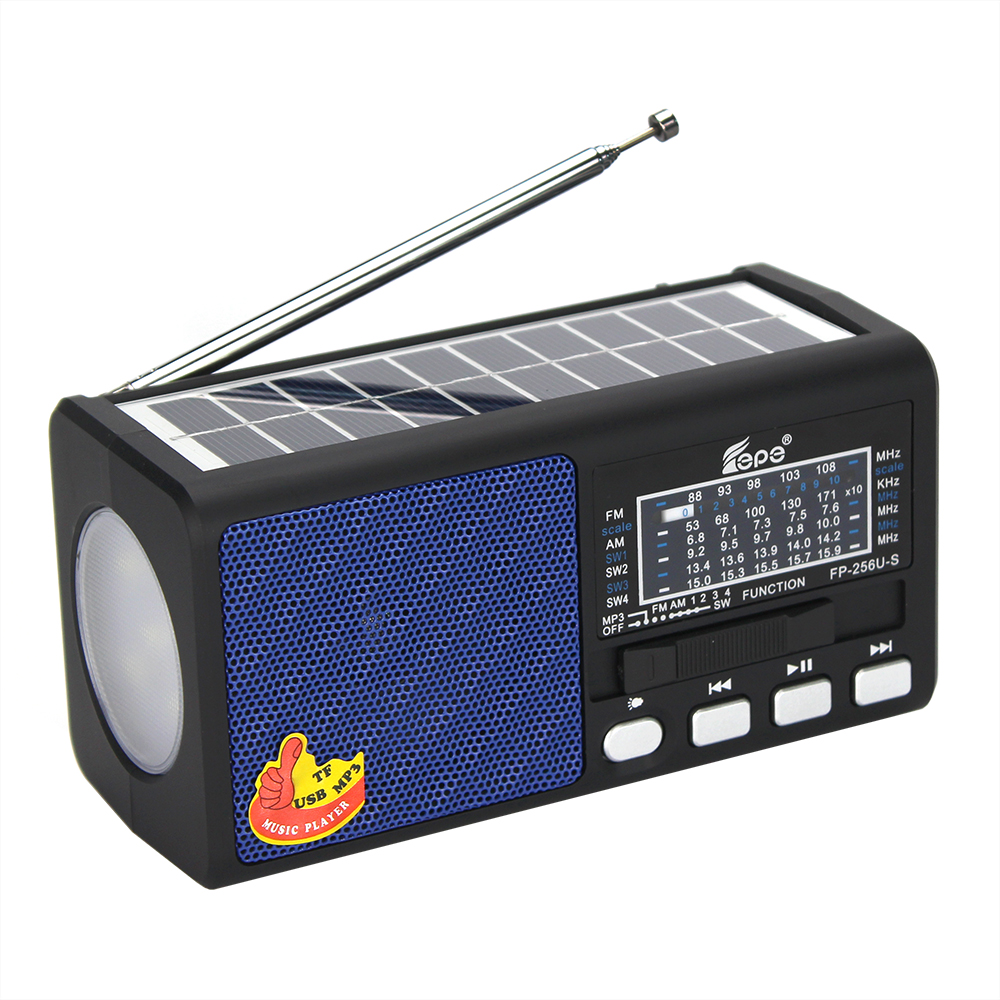радиопр Fepe FP-256BT-S аккумуляторный (USB, TF, Bluetooth, солнч. панель)