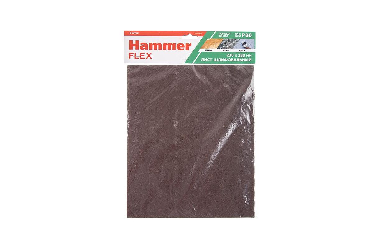 Шлиф-шкурка Hammer Flex  230x280мм, P80 (5шт), тканевая основа