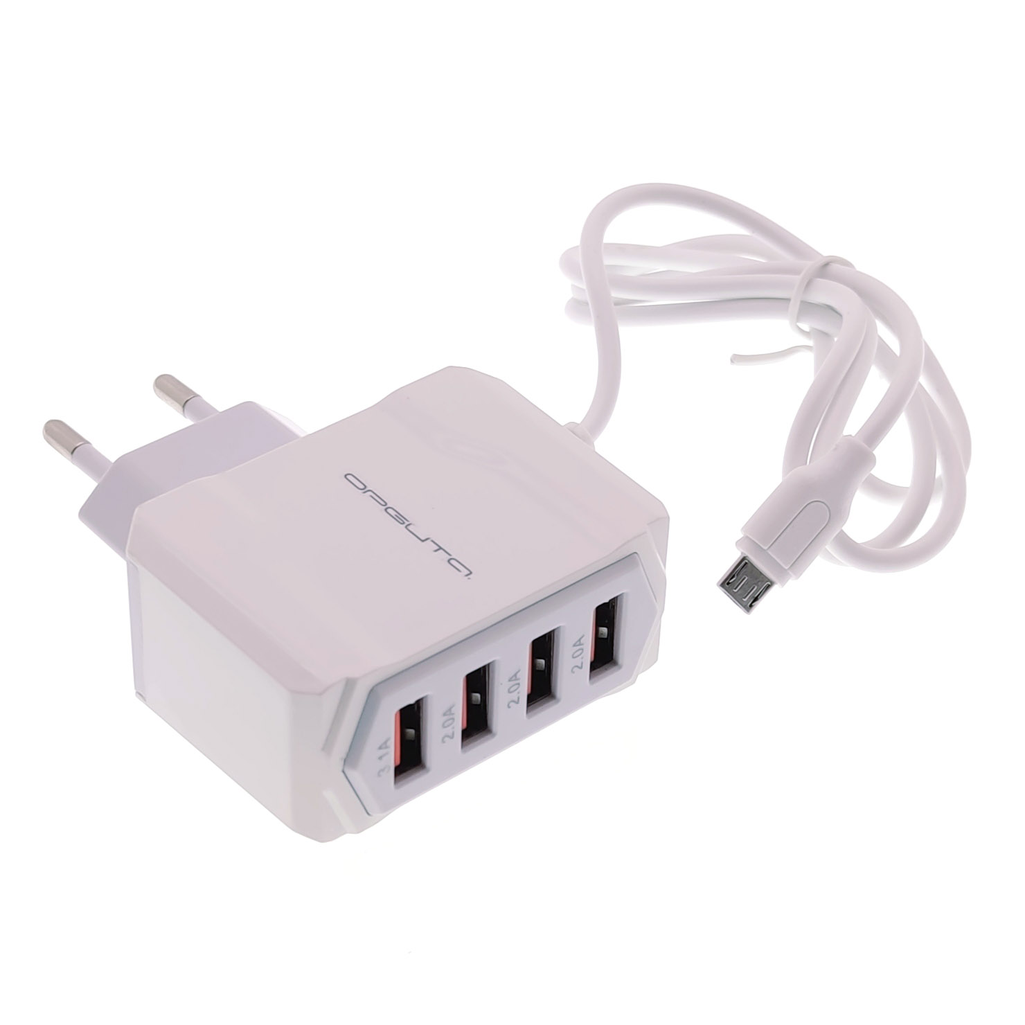 Блок пит USB сетевой  Орбита OT-APU49 белый кабель Micro USB (4*USB, 5В, 2,4A, 80см)