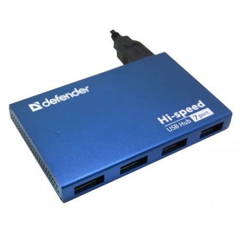 USB разветвитель DEFENDER USB SEPTIMA SLIM 7порт. USB2.0 хаб (с внешним блоком питания  220/5V. 2A)