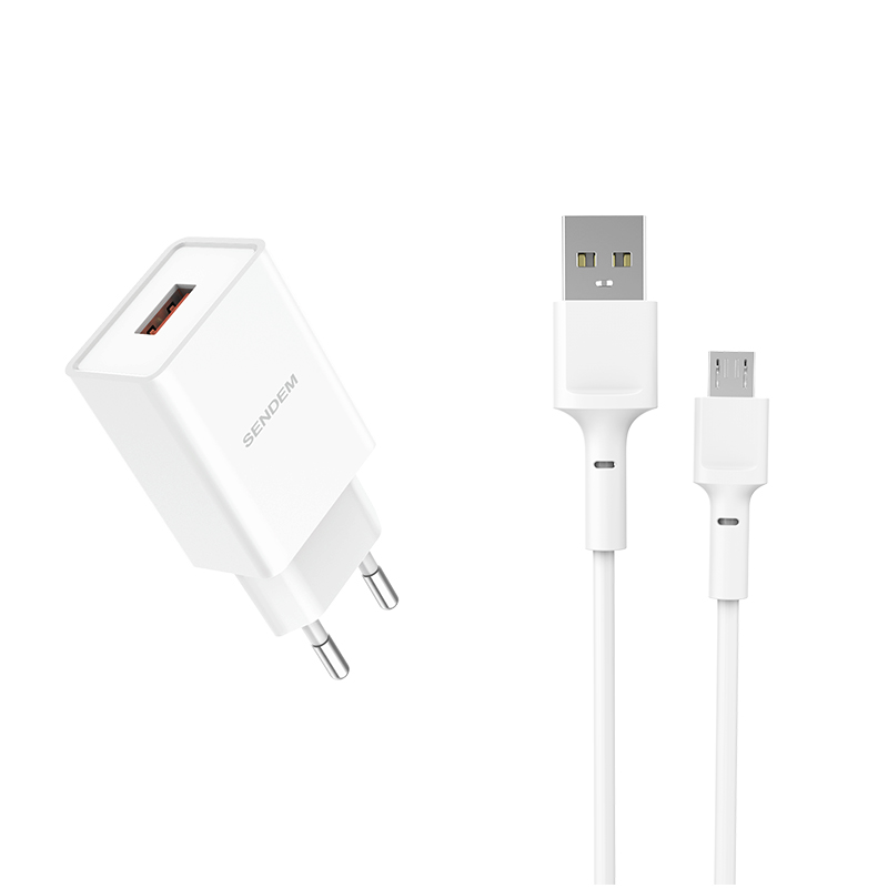 Блок пит USB сетевой SENDEM OG02 Белый + кабель micro USB (1*USB, 3100mA, 1м)