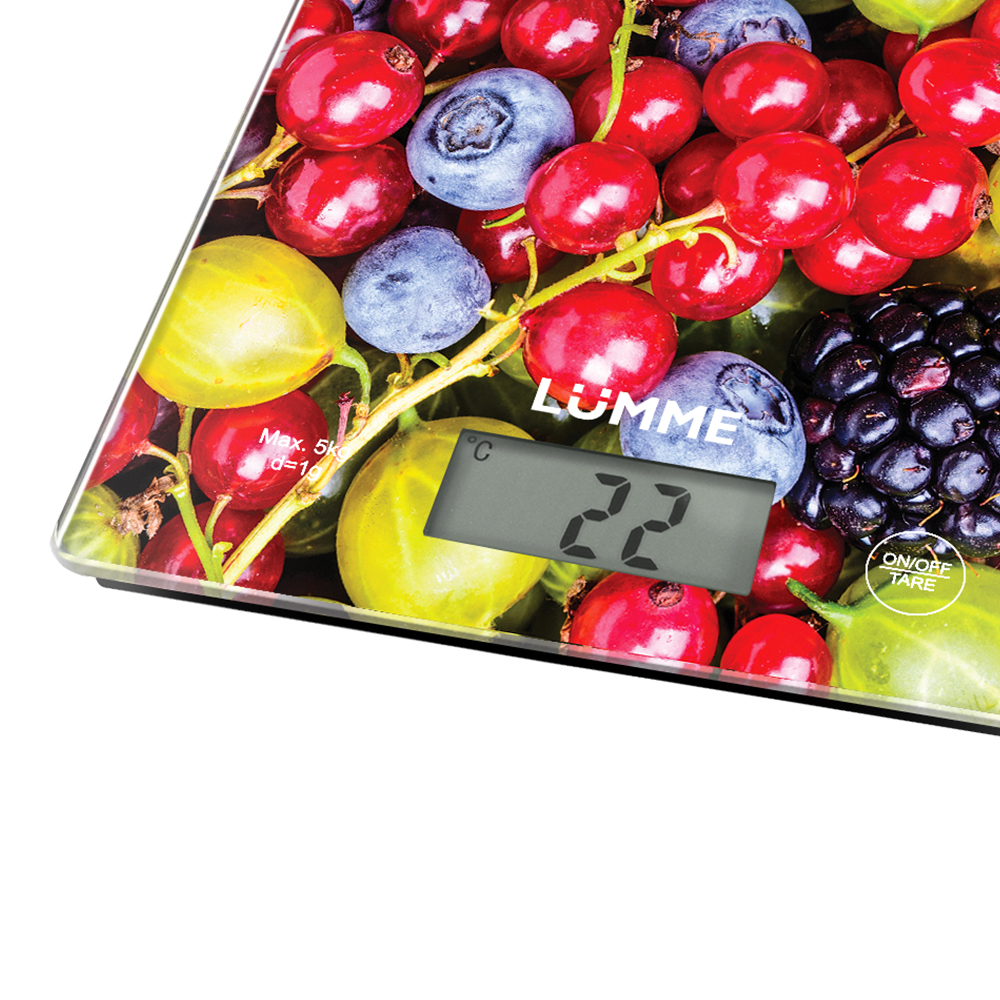 Весы кухонные LUMME LU-1340 ягодный микс (прямоуг, электронные, 5 кг/1г) 12/уп