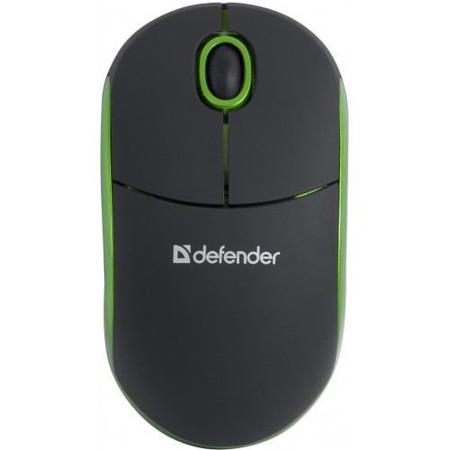 Мышь Defender провод Discovery MS-630 USB BE  (Ч-зелен) 2кн+кл 1000dpi скручивающ.каб