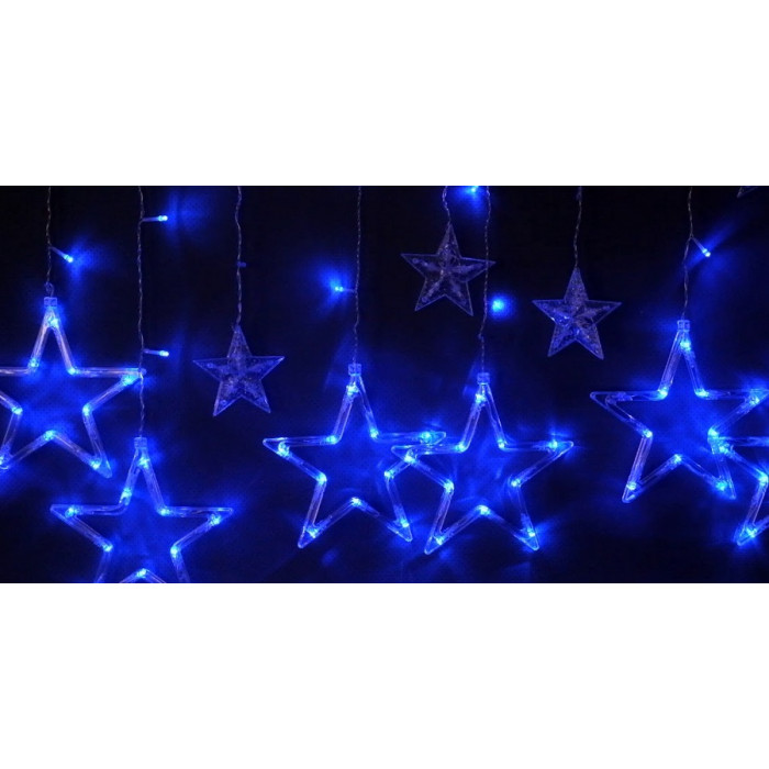 Эл.гирл.  бахрома Звезды (синие) 20см. 2 метра