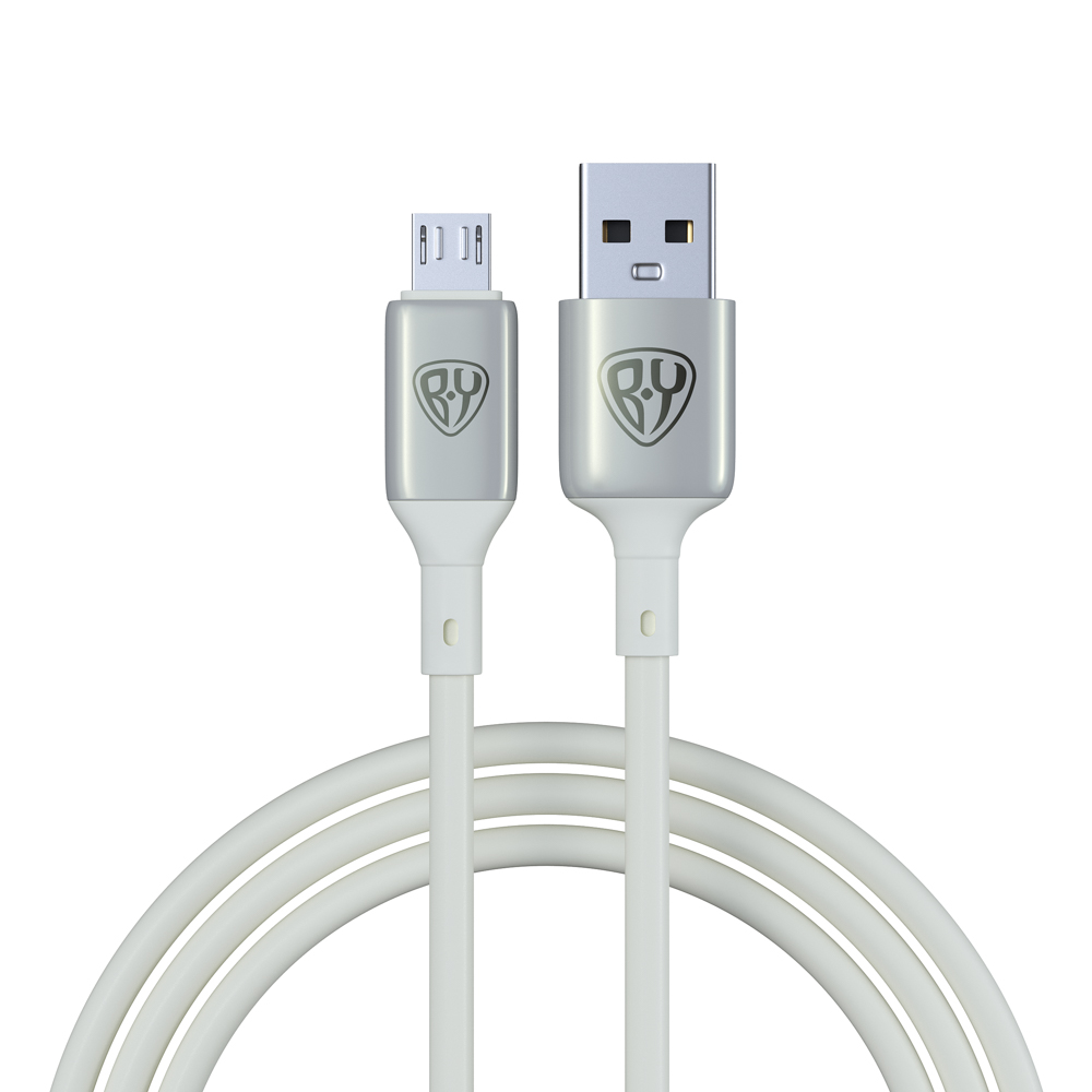 Кабель USB - micro USB BY Space Cable Pro, 1м, Быстрая зарядка QC3.0, штекер металл, белый