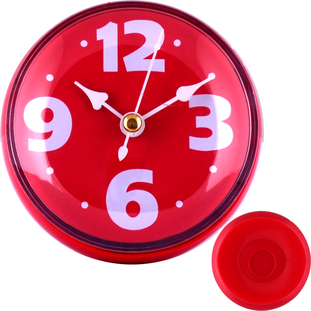 Часы настенные MAX-9787-1 "Фантазия-2" (8,5*8,5*4,5см, красные на присоске, круглые)