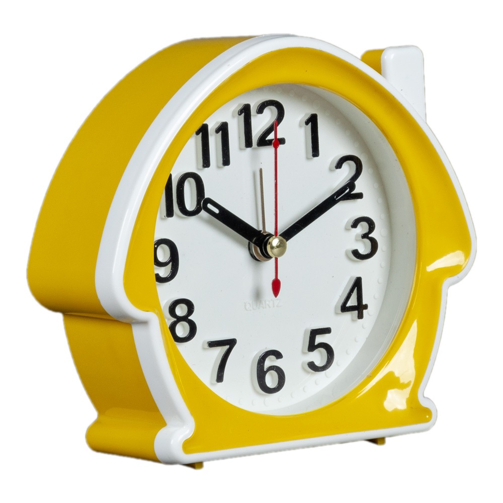 Часы будильник  B6-003 кварц, корпус желтый с белым "Классика" (40)
