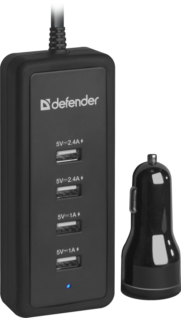 Авто адаптер DEFENDER ACA-02 -5портов USB, 5V/9,2A