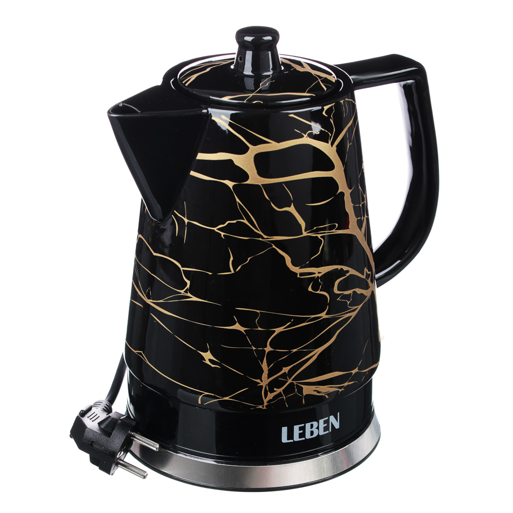 Чайник LEBEN чёрный, керамический, 1,2л, 1200Вт  (8/уп) арт. 291-033