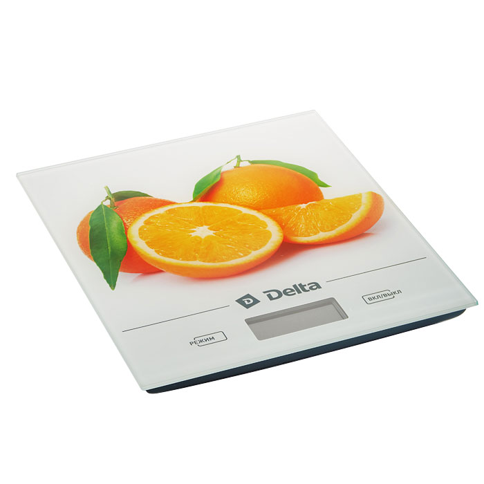 Весы кухонные DELTA KCE-28  "Апельсин"  (5 кг,электронные, стекло, LCD дисплей) 12/уп