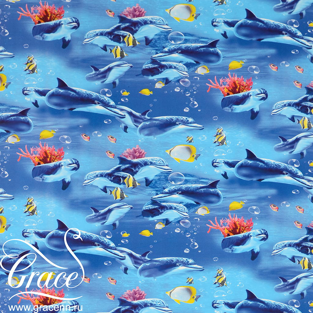 Пленка самоклеющаяся Grace 9079-45 дельфинчики, повышенная плотность, 45см/8м