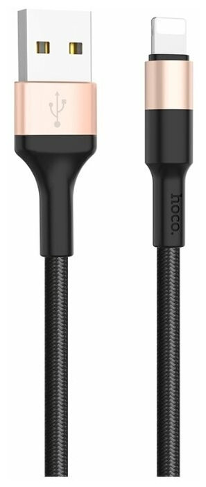 Кабель USB - 8pin HOCO X26 Xpress черно-золотой (2А, для iPhone5/6/7) 1м