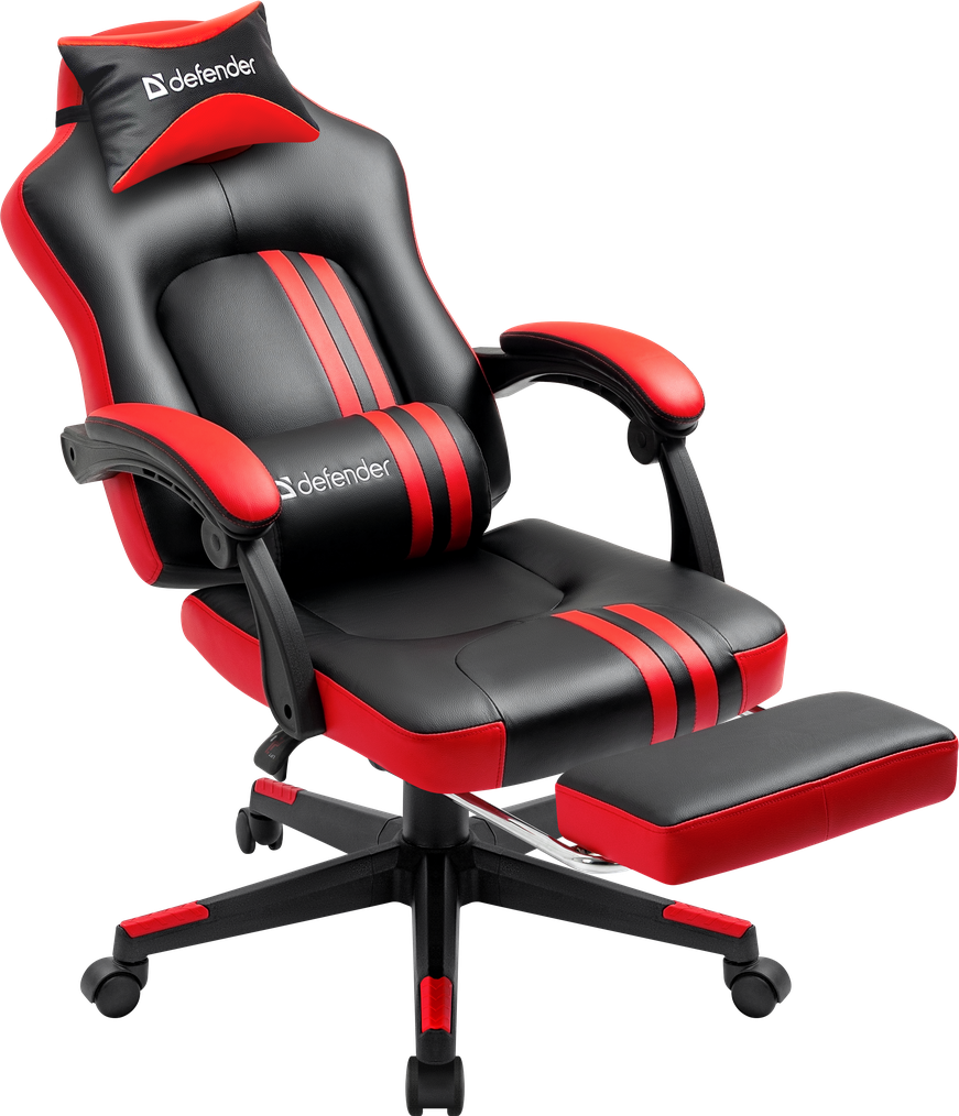 Кресло игровое  Diablo черный/красный, PU,подножка DEFENDER