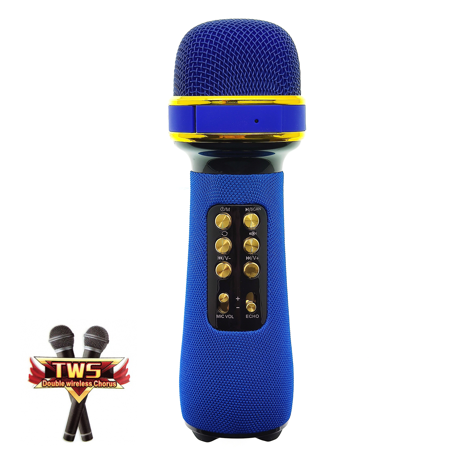 Микрофон WSTER WS-898 Синий микрофон беспроводной (Bluetooth, динамики, USB)