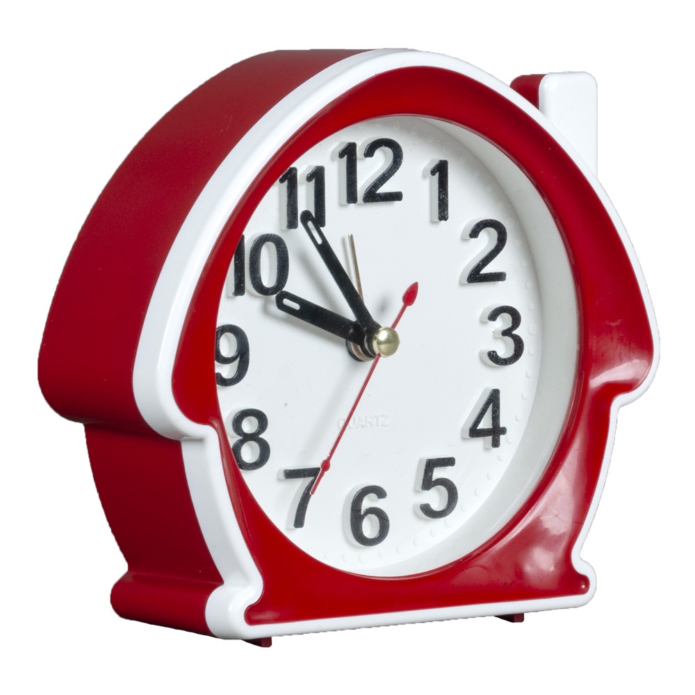 Часы будильник  B6-001 кварц, корпус красный с белым "Классика" (40)