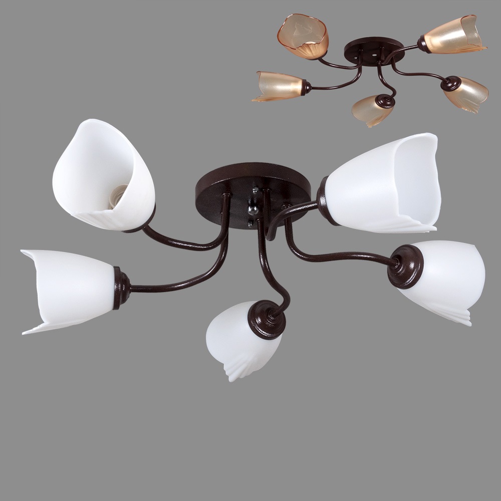 1003/5 (4) (2 коричневых, 2 белых) Светильник бытовой потолочный (лампочка 220V 15W E27)