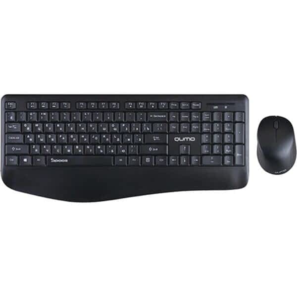 Комплект Qumo Space K57/M75 черный, беспроводн 2.4G, клавиатура 104 кл+ мышь, 3 кнопки, 1200 dpi