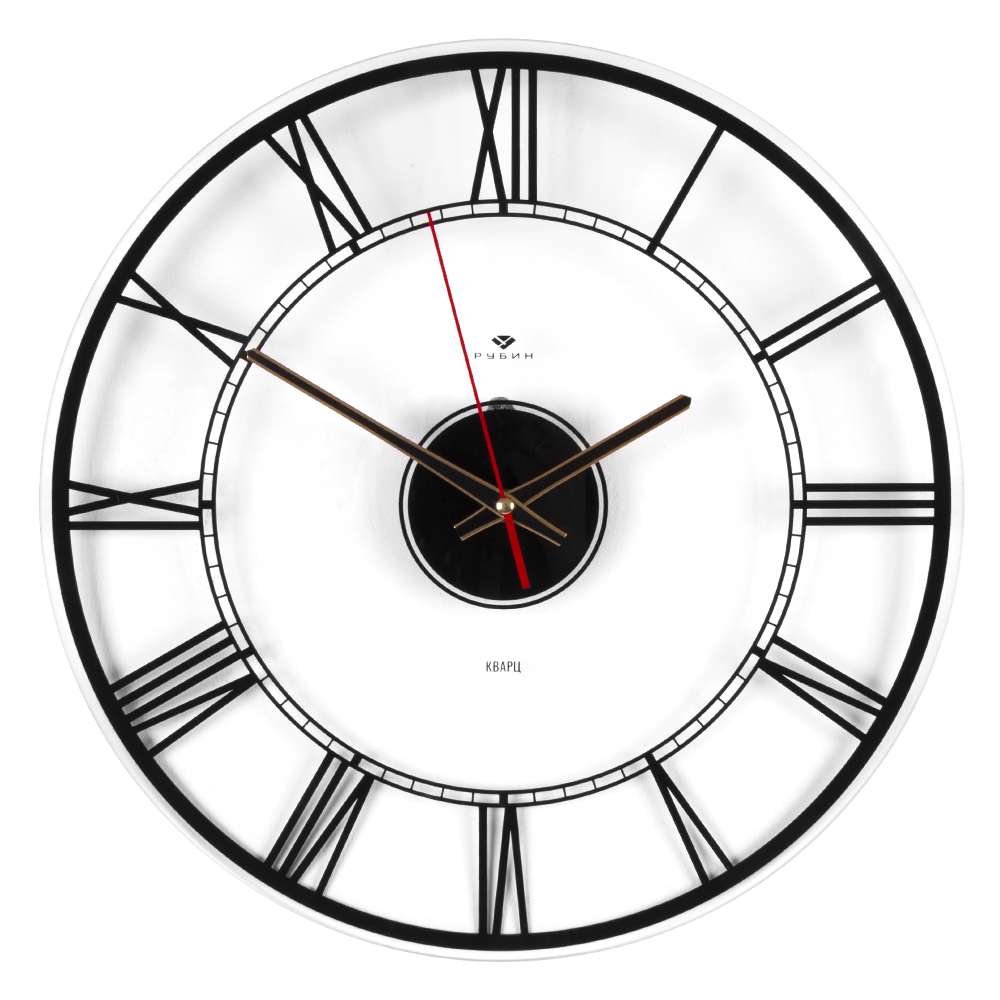 Часы настенные СН 4041 - 001B прозрачные d-39 см, открытая стрелка "Римские цифры" (5)