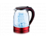 Чайник Centek CT-1009 красный/черный стекло, 1.7л, 2200Вт, внутренняя LED подсветка