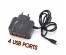 Блок пит USB сетевой  Орбита OT-APU49 чёрный кабель Micro USB (4*USB, 5В, 2,4A, 80см)USB Блоки питания, зарядки оптом с доставкой по России.