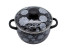 Кастрюля сферическая Стальэмаль 3л с ободком, чёрная, Серебрянный узор