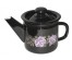 Чайник заварной Стальэмаль 1л декор чёрный с пластмассовой кнопкой С2707.36 (8/уп)Посуда эмалированная оптом Сталь Эмаль. Эмалированные кастрюли оптом.