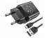 Блок пит USB сетевой  BOROFONE BA52A + кабель Micro USB Чёрный (1USB, 2100mA)USB Блоки питания, зарядки оптом с доставкой по России.
